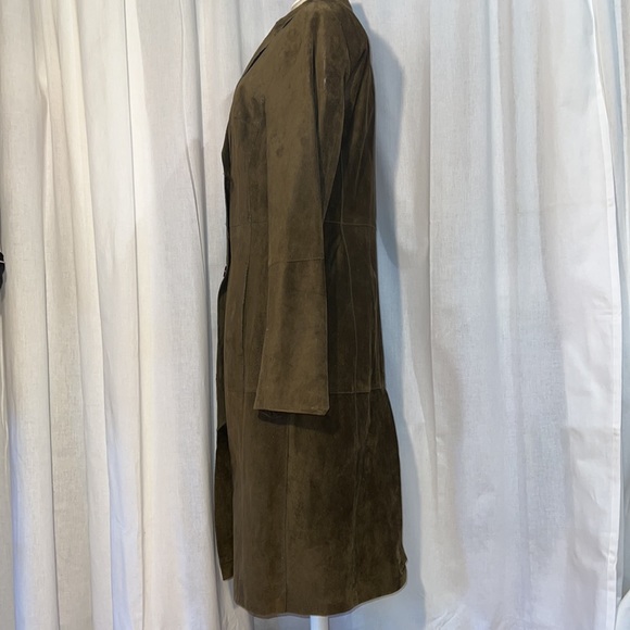 suede coat, sophisticated dark olive green color - EUC - Picture 7 of 14